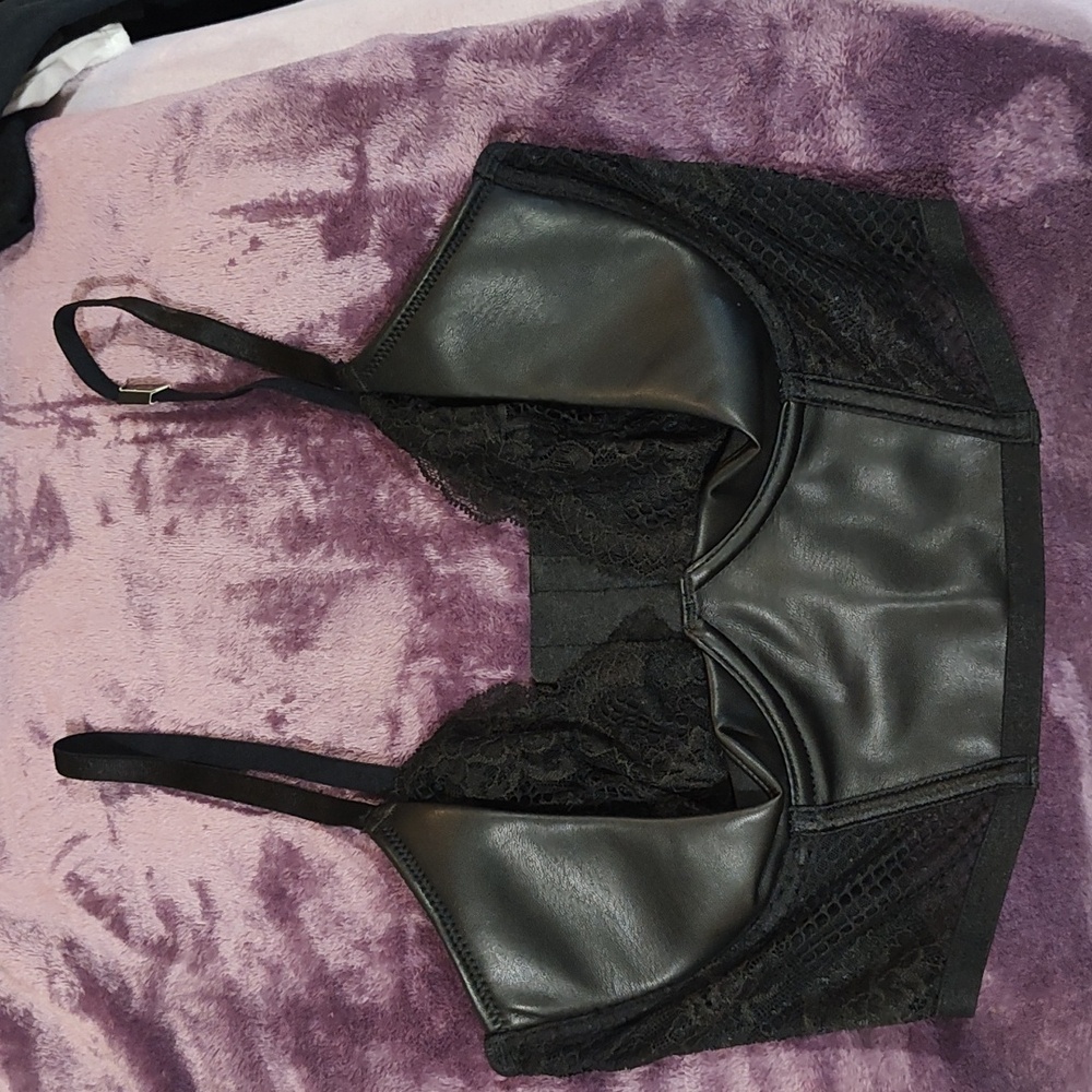 Victoria's secret leather and lace bustier
